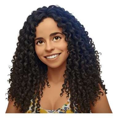 smiling girl with curly hair sticker