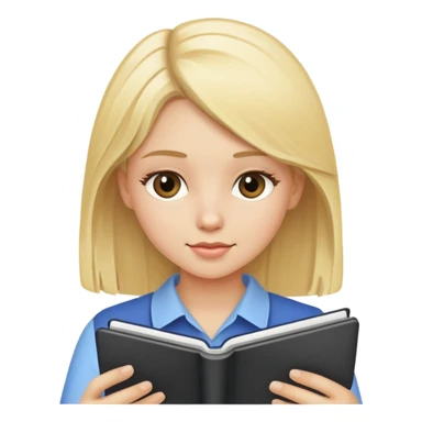 blonde girl using a notebook sticker