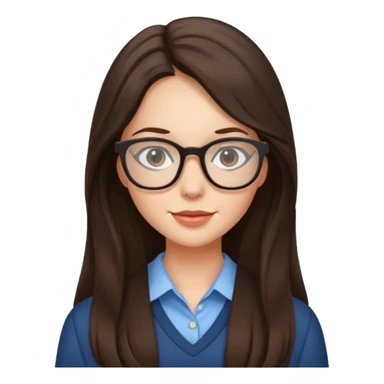 Pretty brunette long haired woman with glasses sticker