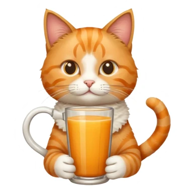 Cat holding cup of mixed orange juice and coffee sticker