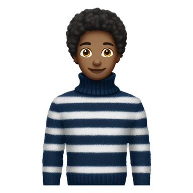 Fluffy dark Blue and white striped turtleneck sweater  sticker