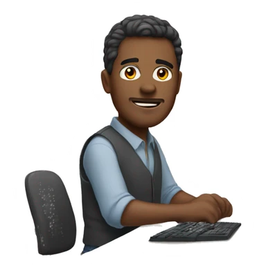 man work on pc sticker