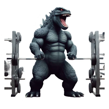 strong godzilla at gym sticker