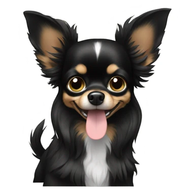 Long haired Black Chihuahua giving peace sign sticker