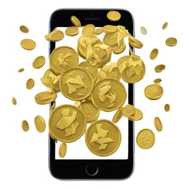 coins fly out of the phone screen sticker