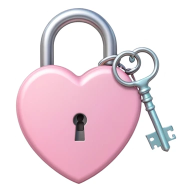 Pastel heart-shaped lock and key sticker