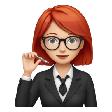 tailor woman with red hair and glasses sticker