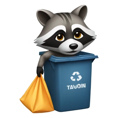 raccoon stealing trash from bin sticker