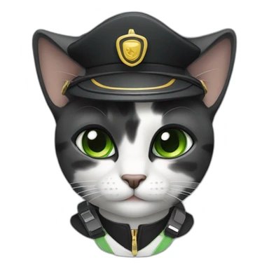full black and grey calico cat with green eyes dressed as a pilot sticker
