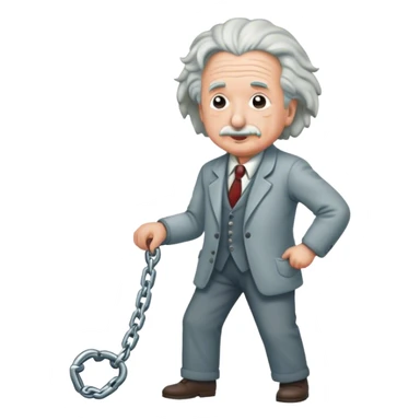 Albert einstein pulling on a chain sticker