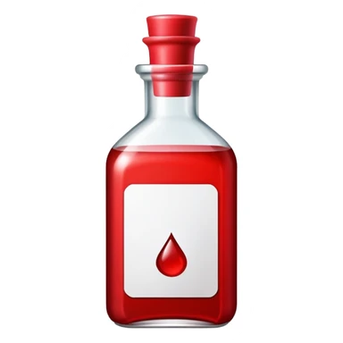 dnd item icon, red health potion squared shape bottle short in height and 'front view sticker
