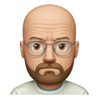 Walter White from Breaking Bad, bald, wearing glasses and beard, serious expression sticker