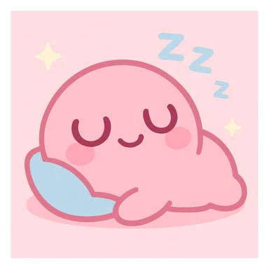 kawaii style pink character sleeping with a silly expression sticker