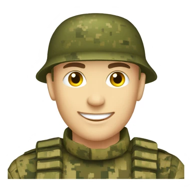 happy Ukrainian soldier, in camouflage pixel uniform  sticker