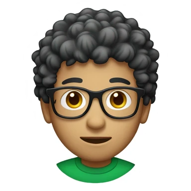 Unisex person ’light skin’ ’short curly dark green hair’ in a ’red Santa hat’ and black tshirt and round glasses  sticker