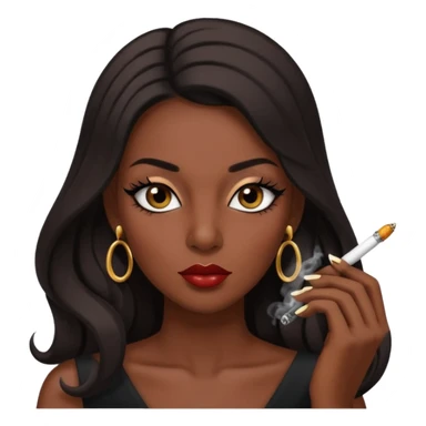 Baddie smoking face with lashes and nails  sticker