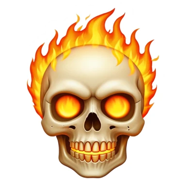 Emoji fogo queimando caveira  sticker