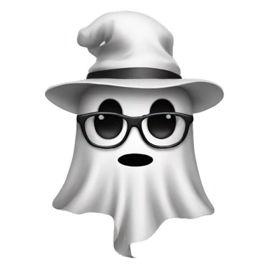 Ghost with glasses and hat sticker