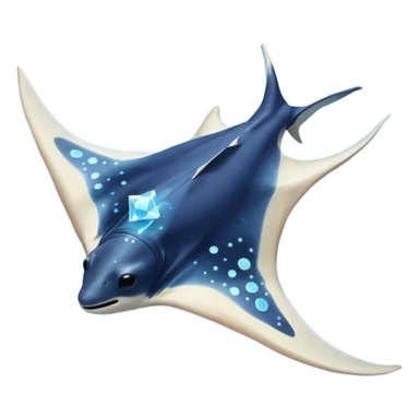 Starseed Manta emoji – full body, manta ray with wide wings, smooth glowing spots like small stars across its body, one central star crystal on its back, slight side angle sticker