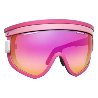 sporty pink shield visor sunglasses with thick layered frame, multi-level chunky design, substantial build, one-piece lens with color gradient sticker