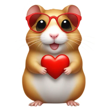 a hamster with red heart sunglasses  sticker