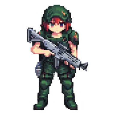 anime style PUBG character with assault rifle sticker