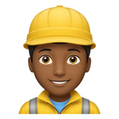 A man with dark skin tone, wearing a bright yellow cap, short black hair mostly covered by the cap, large brown eyes, and a wide smile. sticker