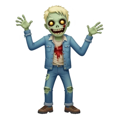 A cute, cheerful zombie is laughing at full length sticker