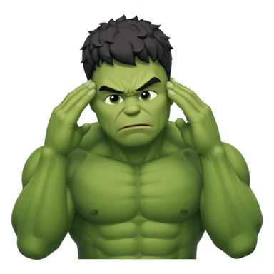 Create a man in a Hulk costume with his hand on his forehead and eyes closed (disappointment) sticker