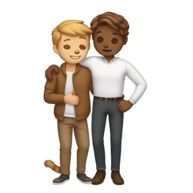  White gay couple hug brown tabby cat sticker