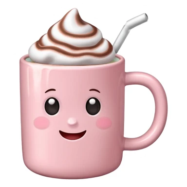 Light Pink mug of hot chocolate with marshmallows sticker