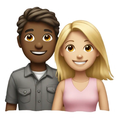 smiling girl with boy sticker