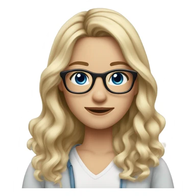 Blonde balayage hair white women blue eyes and small glasses flicking hair  sticker