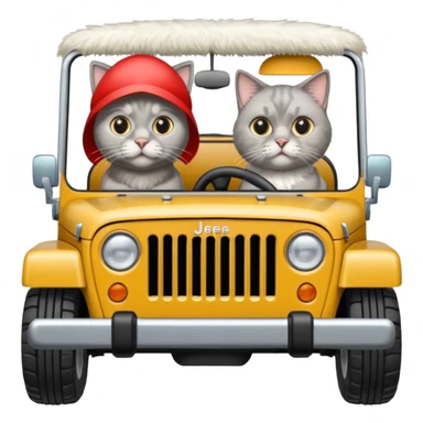 weimaraner in a jeep with a Persian cat  sticker