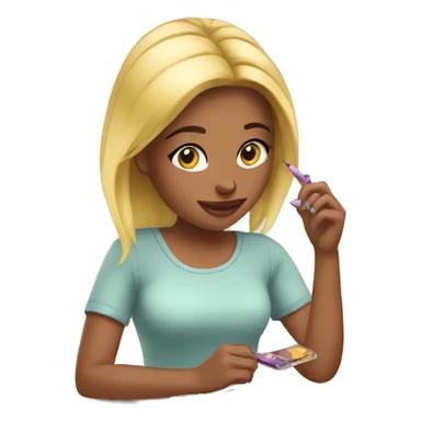 blog girl doing her nails sticker