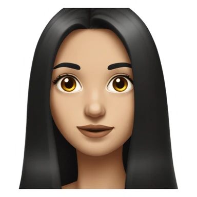 Hyper Realistic Beautiful Spanish girl brown eyes straight very long dark black hair  sticker