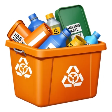 orange BIN WITH "hazardous WASTE" WORD IN IT sticker
