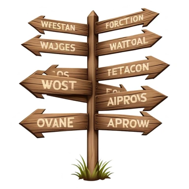 wooden signpost with directional arrows sticker