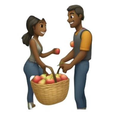 Couple apple picking sticker