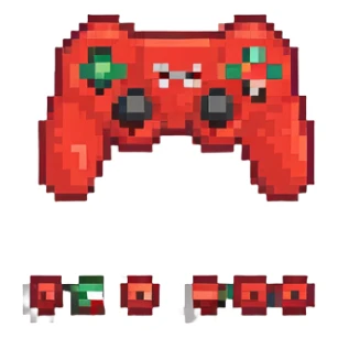 Controller or game icon with text "Гайды для новичков" in red and black pixel art sticker
