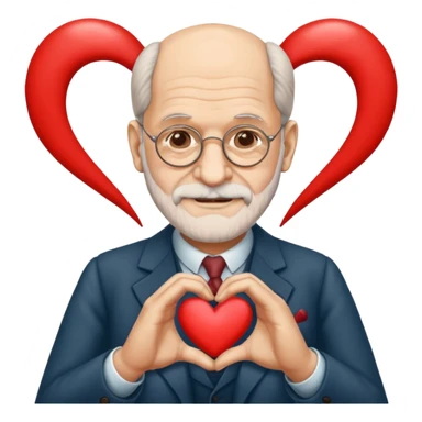 An emoji of sigmund freud making a heart with his hands sticker