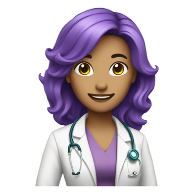 doctor woman purple hair smile sticker