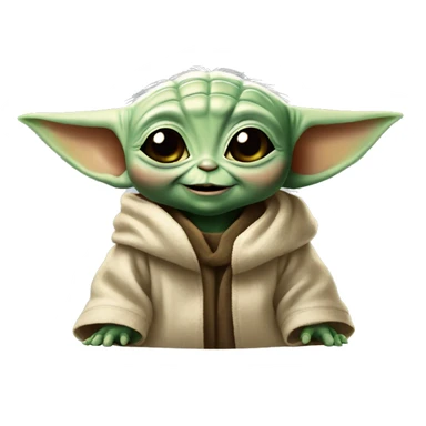 Baby Yoda smiles with giant smile sticker