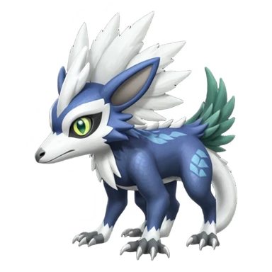 Shiny Black Grey White and Dark-Green Trico-Nargacuga-Silvally-Absol-fusion sticker