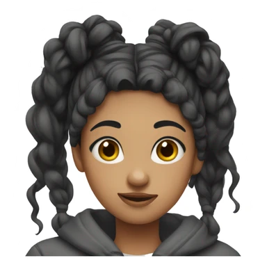 girl long black hair with a messy bun and hoodie sticker