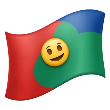 Emoji de bandera, mitad, azul y mitad inferior verde con un círculo rojo en el centro de la bandera en forma de rueda sticker