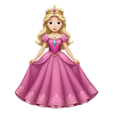 Princesa aurora Disney com vestido grande roda com uma tiara pequena e corpo inteiro, sticker