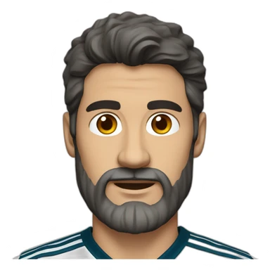 dark haired man with grey beard in real madrid jersey sticker