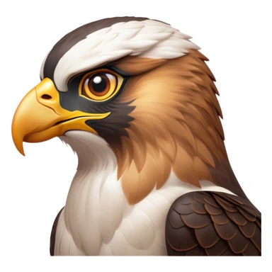 Cinematic Noble Falcon Portrait Emoji, Poised and majestic, with a streamlined, muscular build, a sharply hooked beak, and intense, piercing eyes that exude focus and speed, Simplified yet sharp and sophisticated features, highly detailed, glowing with a soft, amber radiance, high shine, intelligent and commanding, stylized with an air of aerial authority, focused and swift, soft glowing outline, capturing the essence of a watchful and confident falcon that appears ready to soar out of the screen with effortless power! sticker