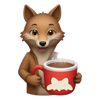 Jackal holding hot cocoa sticker